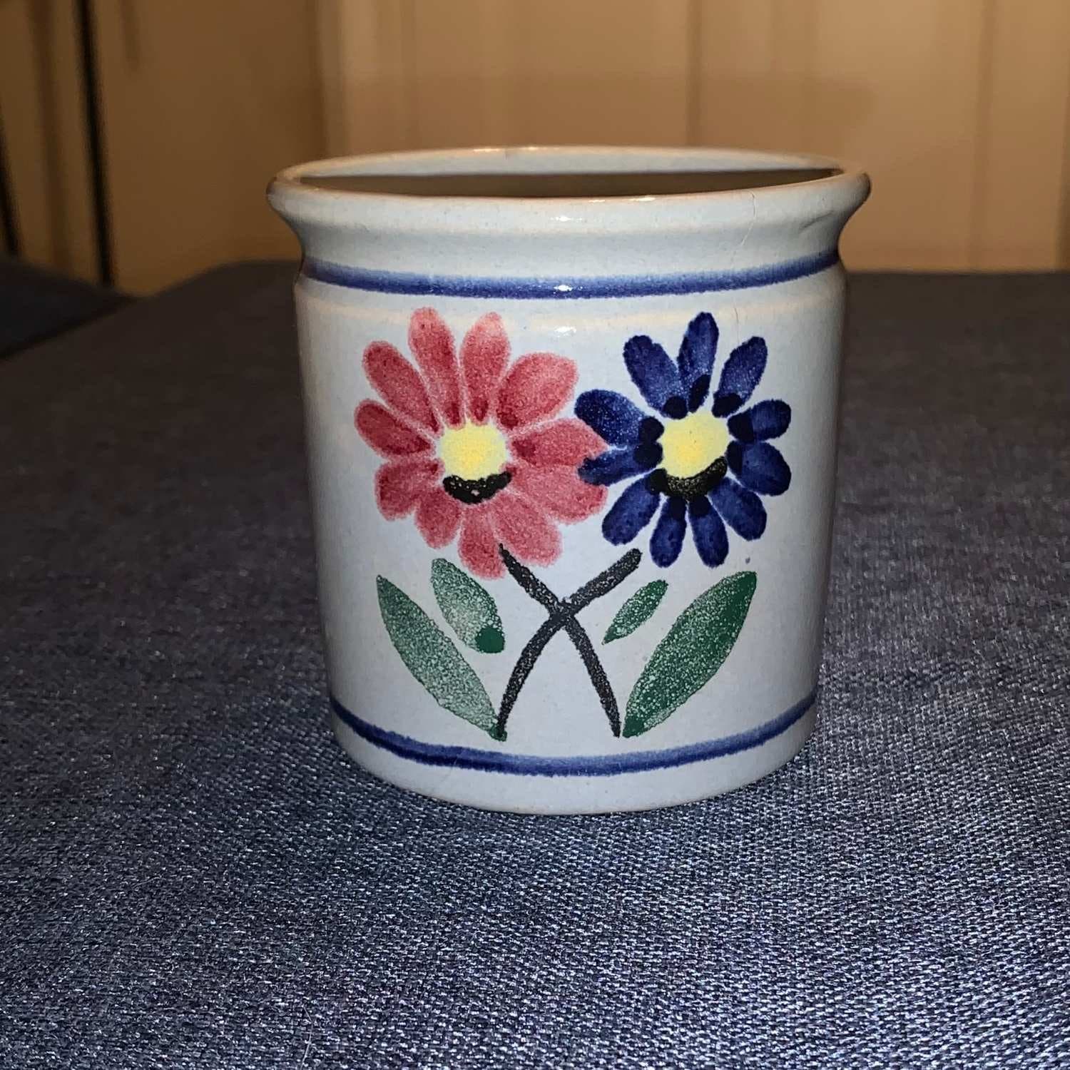 Retro Vas med blommotiv, 70-tal keramik,