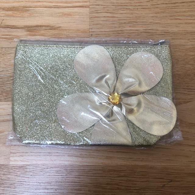 Vintage glitter gold coloured PVC cosmetic purse - NEW