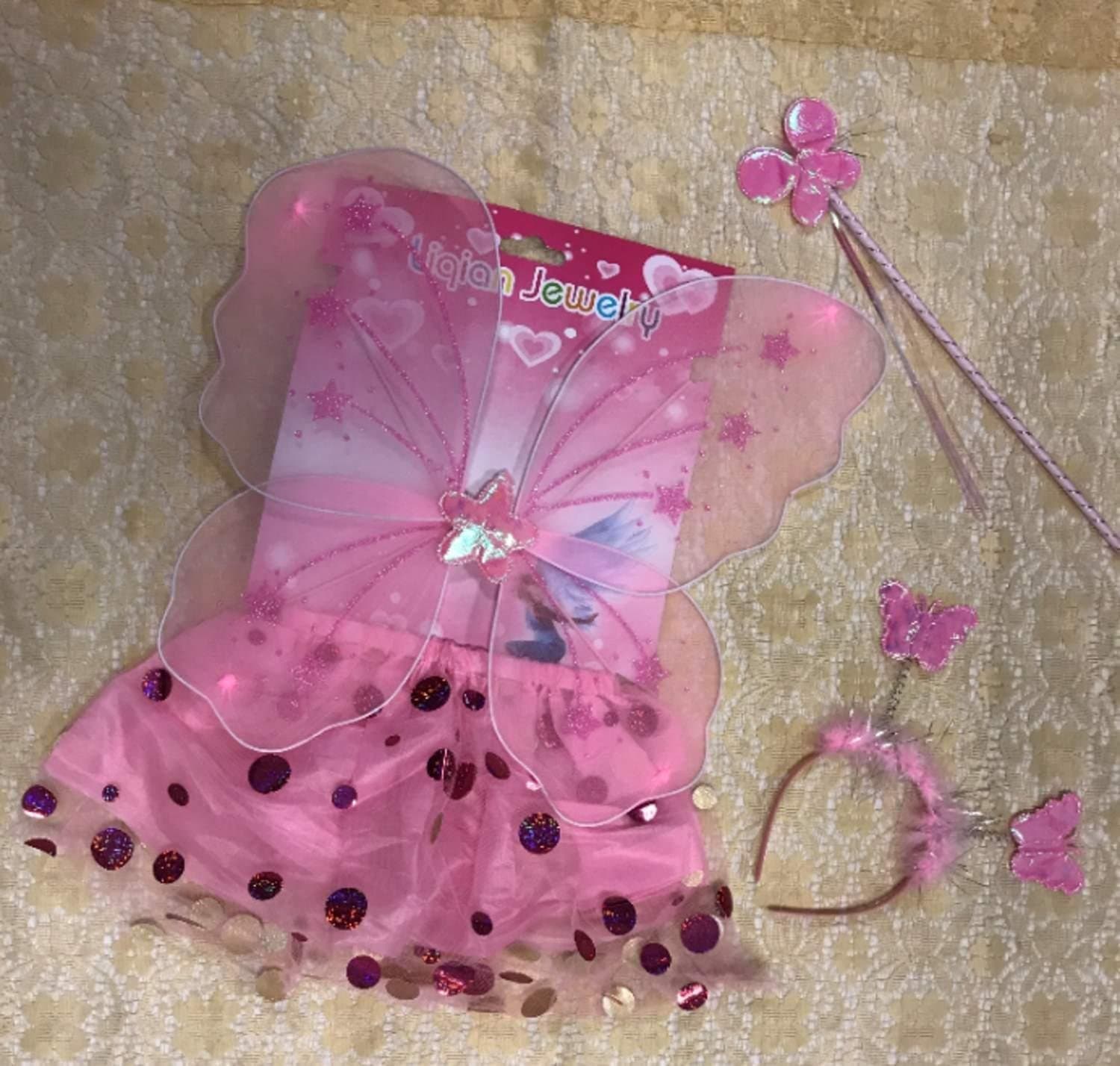 Barn Fjäril Kostym , Ängel Vingar med Kjol. 4st/set