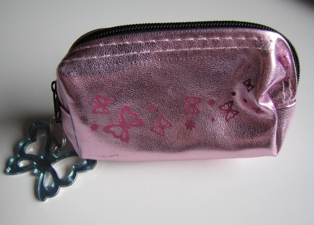 Ny Rosa Necessär Fjärilar Blå Fjäril Söt Smink väska Dragkedja Fin Vacker Modern