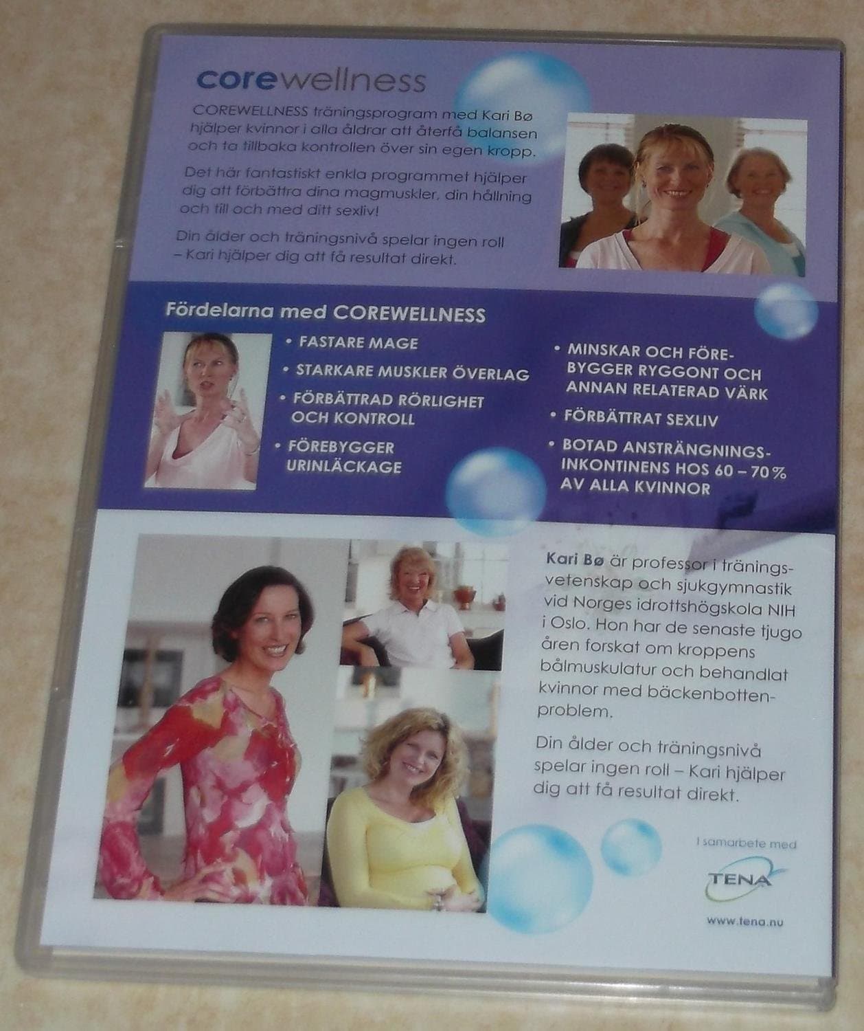 Ny COREWELLNESS dvd Träning för Mage Rygg & Bäckenbotten Kari Bo