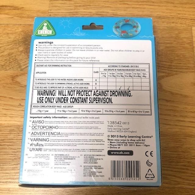 Crab Swim Ring from Early Learning Centre 2-6 Years - NEW