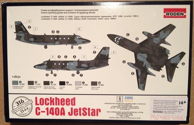 LOCKHEED C-140A JETSTAR RODEN 1/144 OÖPPNAD