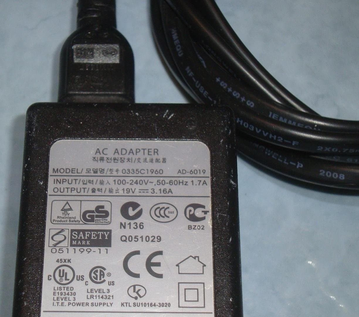 Trafo, AC Adapter, Laddare, 0335C1960, AD-6019