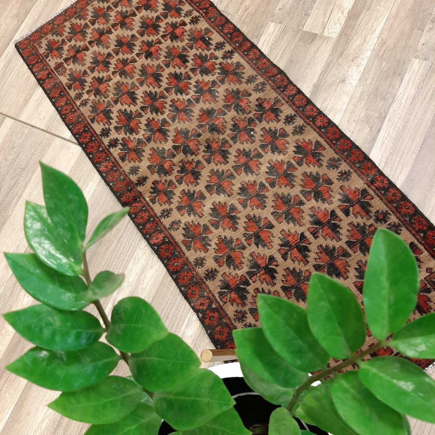 Äkta Vintage matta ca: 143x54 cm - 100% ull - Tvättad & klart - Handknuten