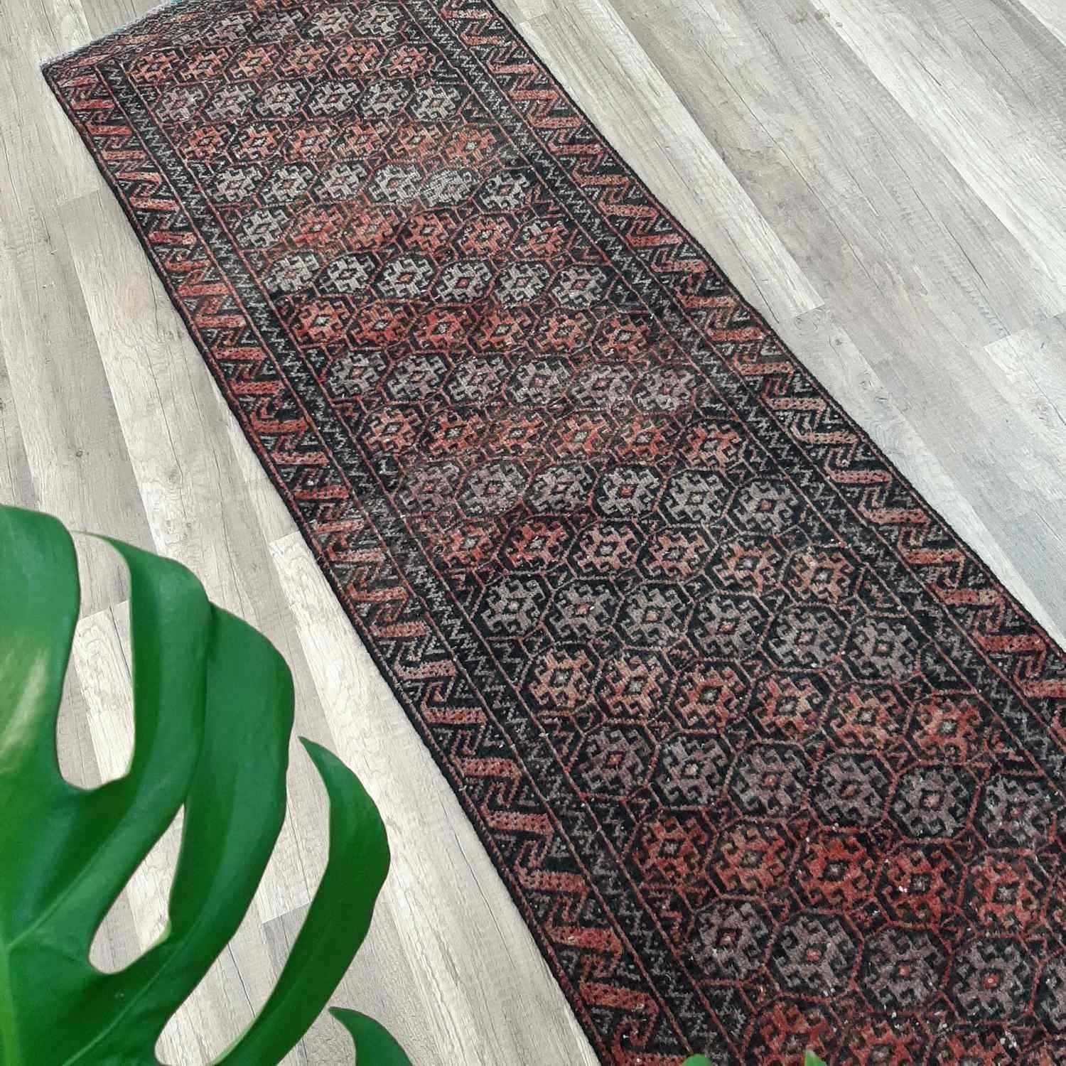 Äkta Vintage matta ca: 161x49 cm - 100% ull - Tvättad & klart - Handknuten