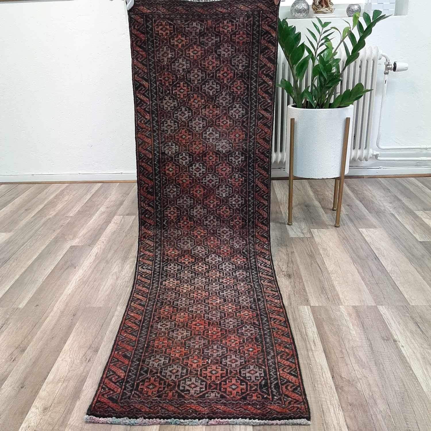 Äkta Vintage matta ca: 161x49 cm - 100% ull - Tvättad & klart - Handknuten