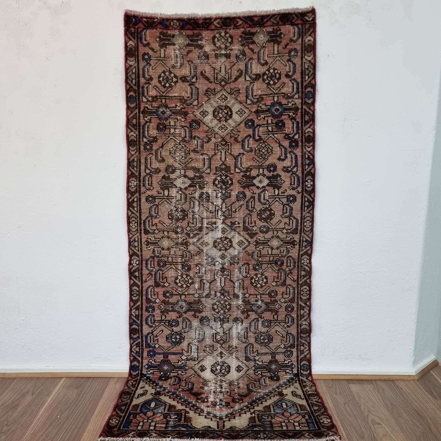 Äkta Vintage matta ca: 184x74 cm - 100% ull - Tvättad & klart - Handknuten
