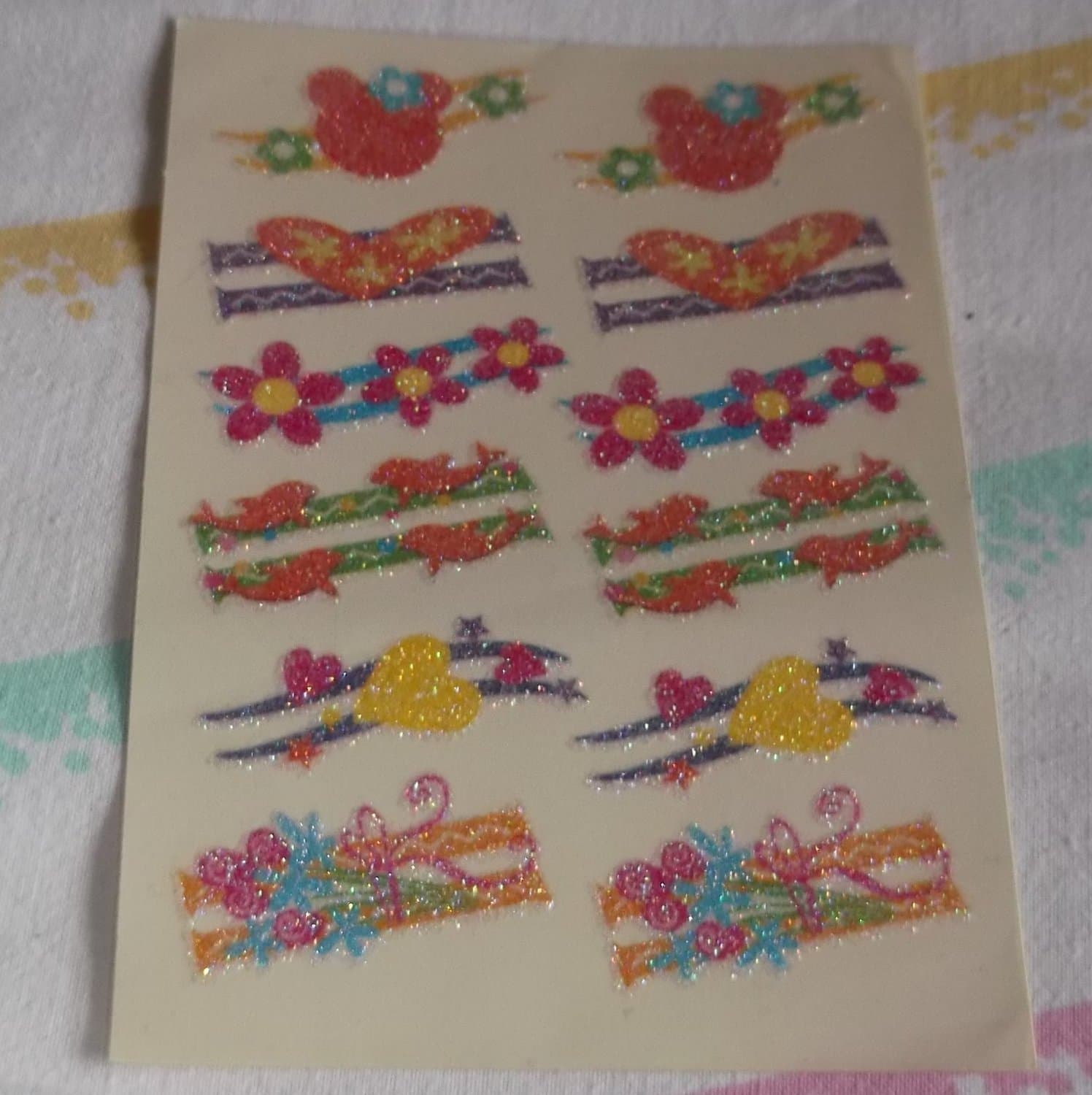 Glittriga Stickers Blommor Hjärtan Delfiner Färgglada Glittrande Klistermärken