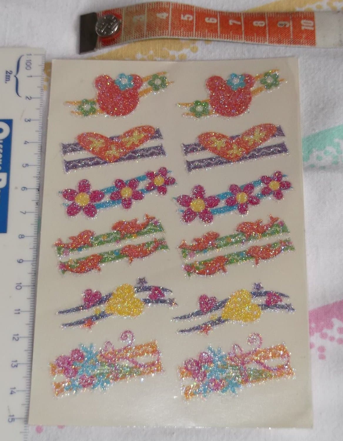 Glittriga Stickers Blommor Hjärtan Delfiner Färgglada Glittrande Klistermärken