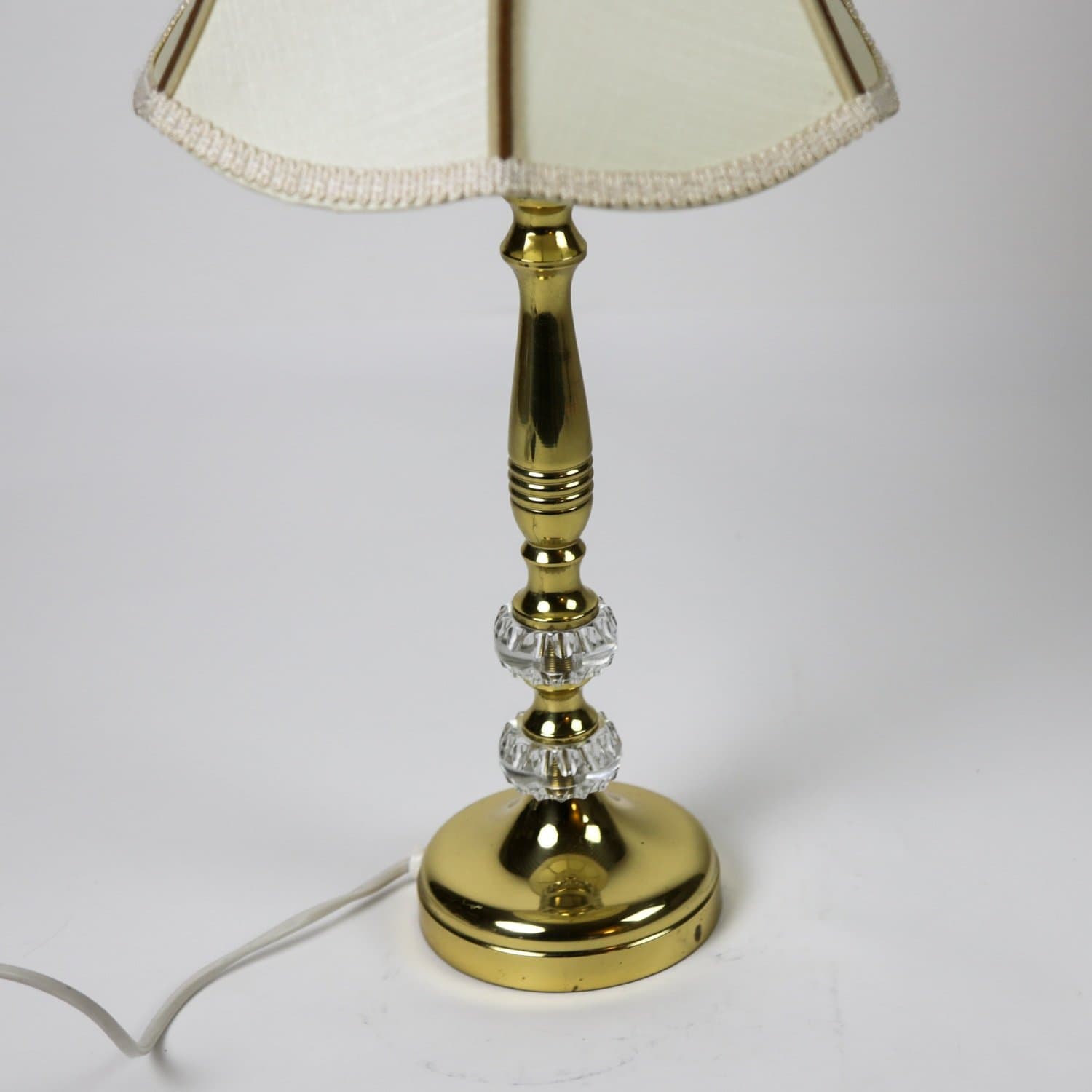 Bordslampa, mässing, glas dekor, NAFA, Nybro, 60-70-tal.