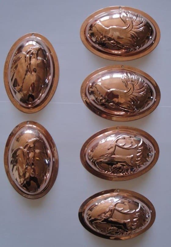 6 stycken väggdekorationer koppar