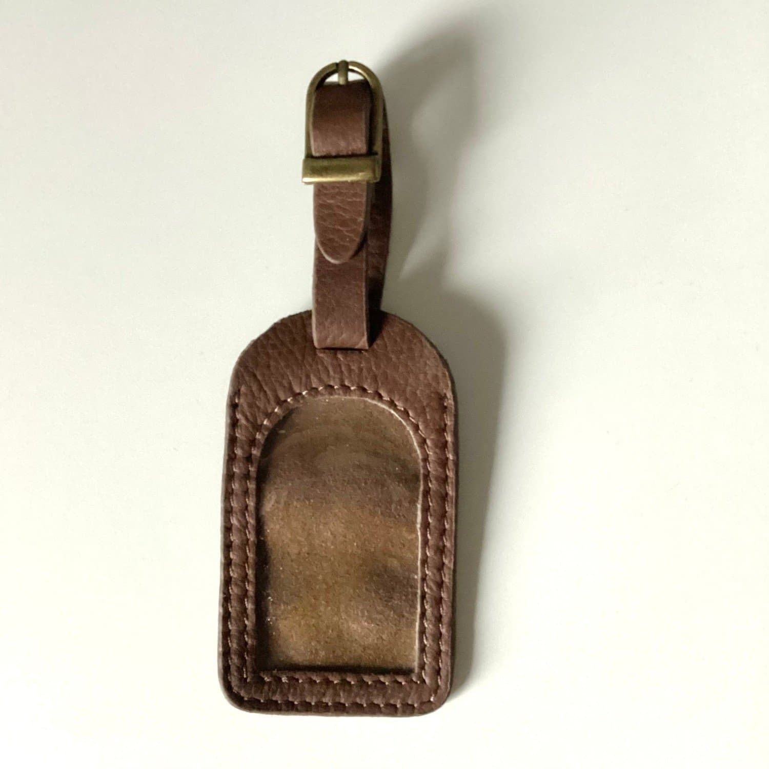 Vintage Tag Adressetikett i brunt skinn till Resväska Väska