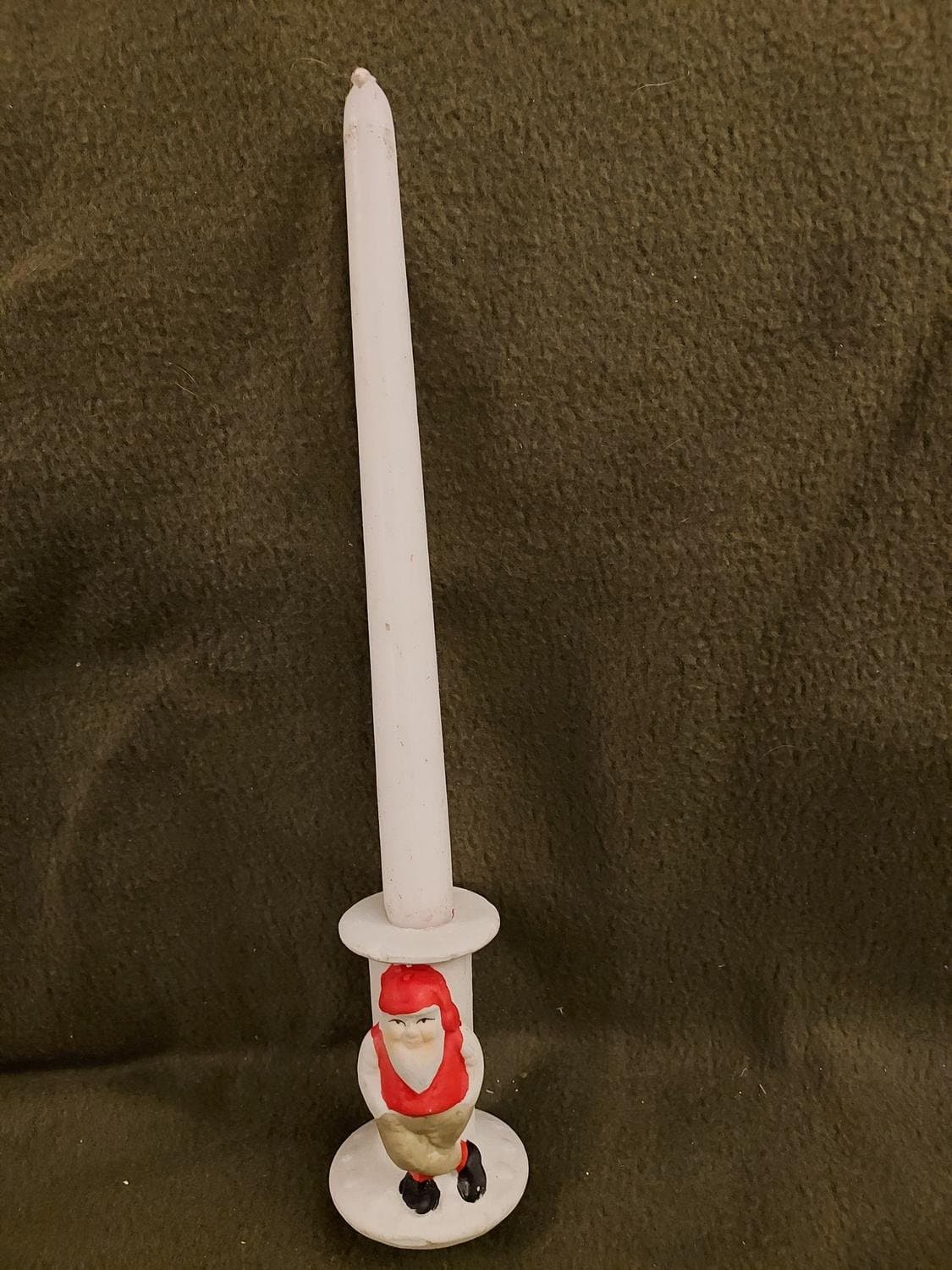 Ljusstake JUL tomte porslin H 9,5 cm !