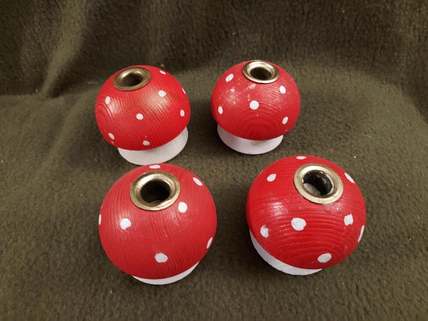 Ljusstakar 4 st JUL trä Flugsvamp H 5 cm !