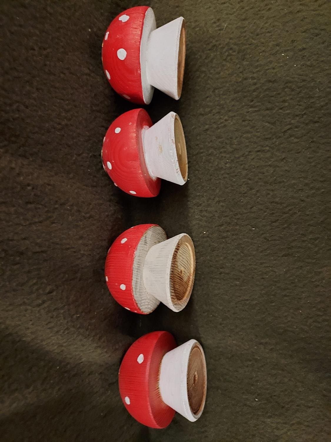 Ljusstakar 4 st JUL trä Flugsvamp H 5 cm !