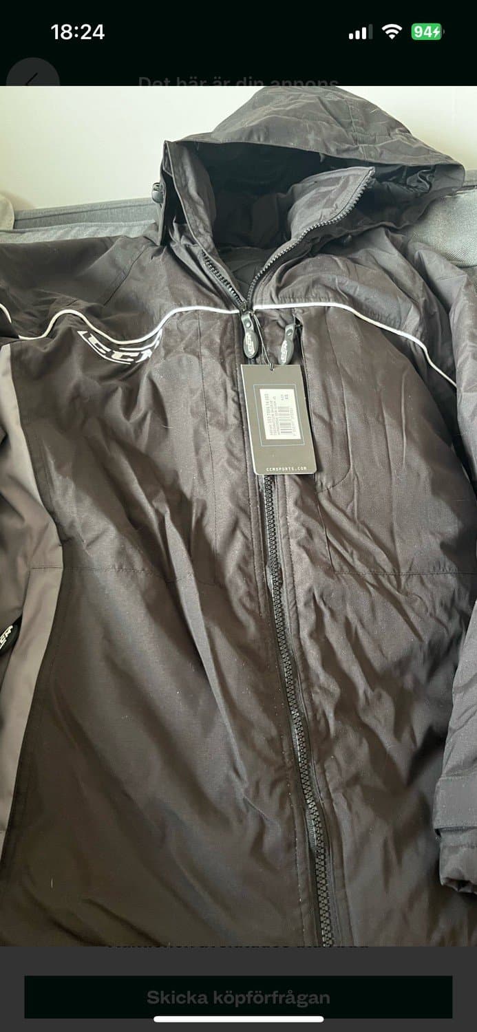 Ccm hockey värmedress jacka stl sv/gr xs grå/svart ny med lappar kvar