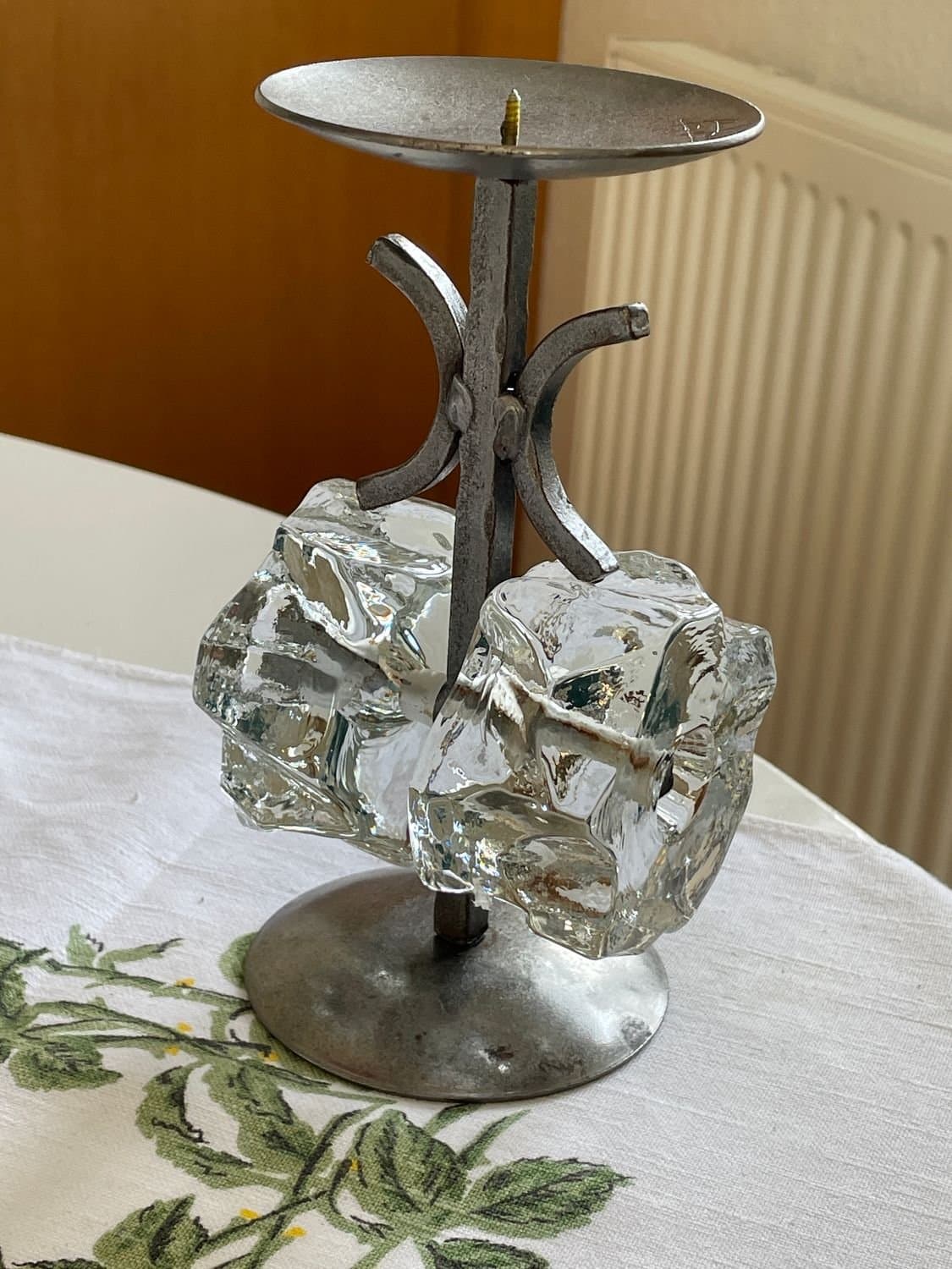 signerad retro ljusstake 60 tal Smide o glas Boström