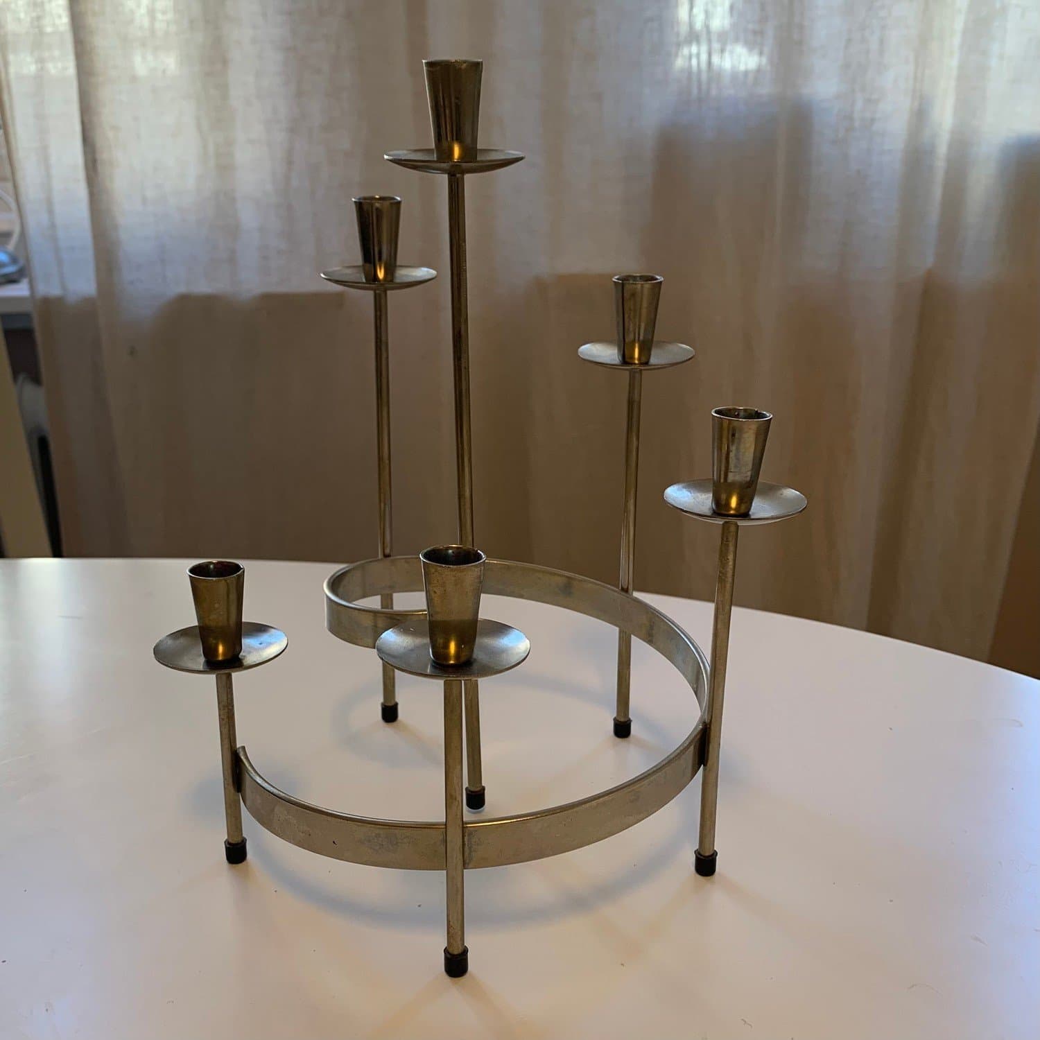 Ljusspiral i metall, Gunnar Ander, 6 st ljushållare smala ljus