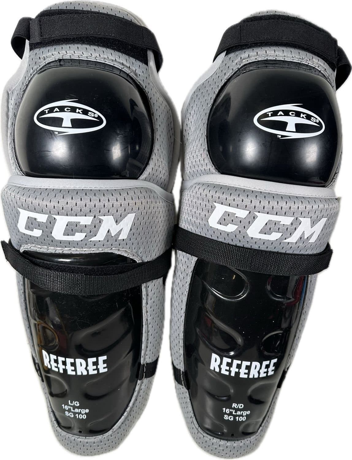 CCM SG100 Referee Knäskydd Ishockey Shin Pad Guards Storlek Large 16" Hockey