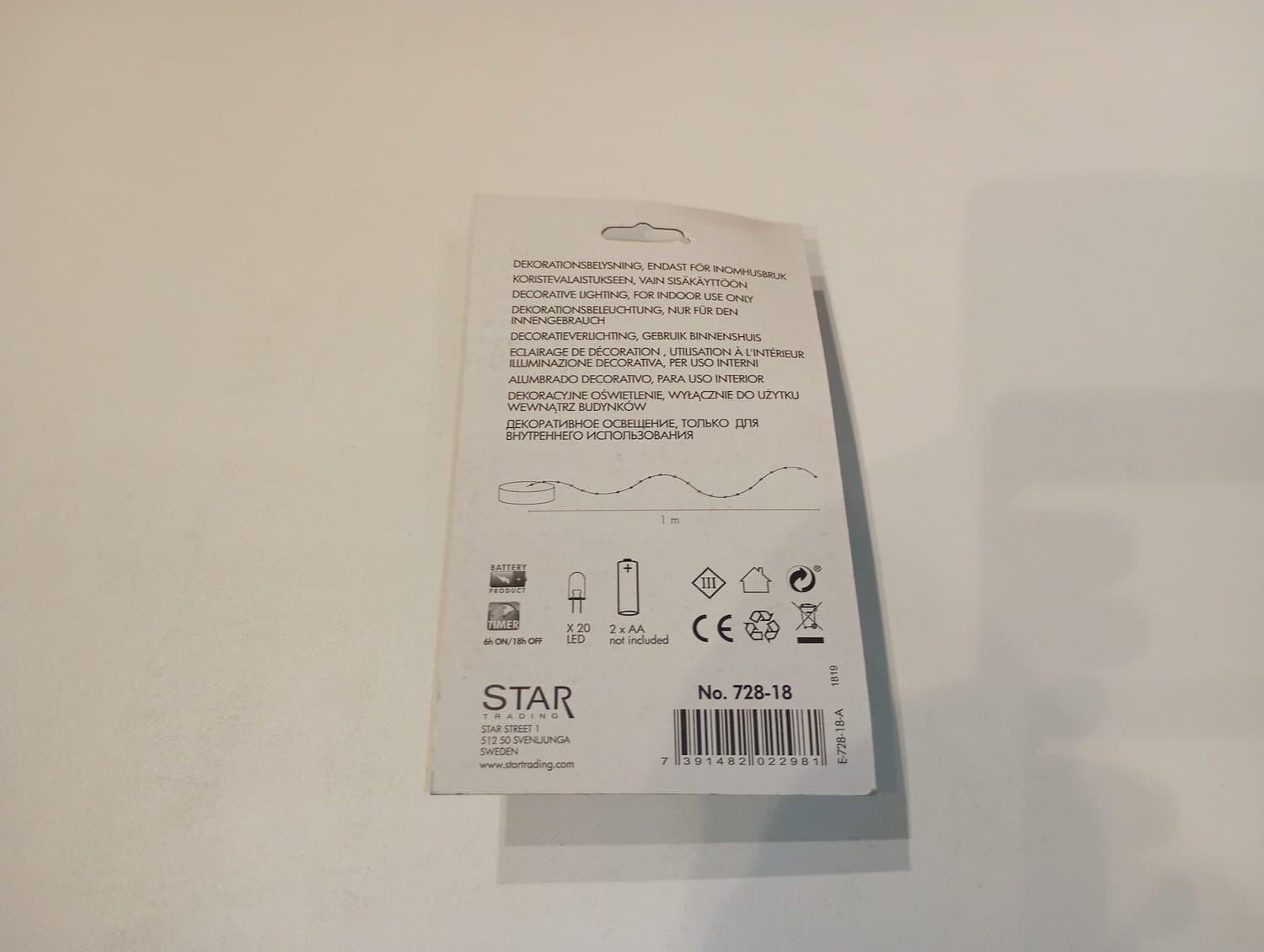 Puck Dew Drop 20 Light LED inomhus ljus slinga art no 728-18 batteridriven NY!