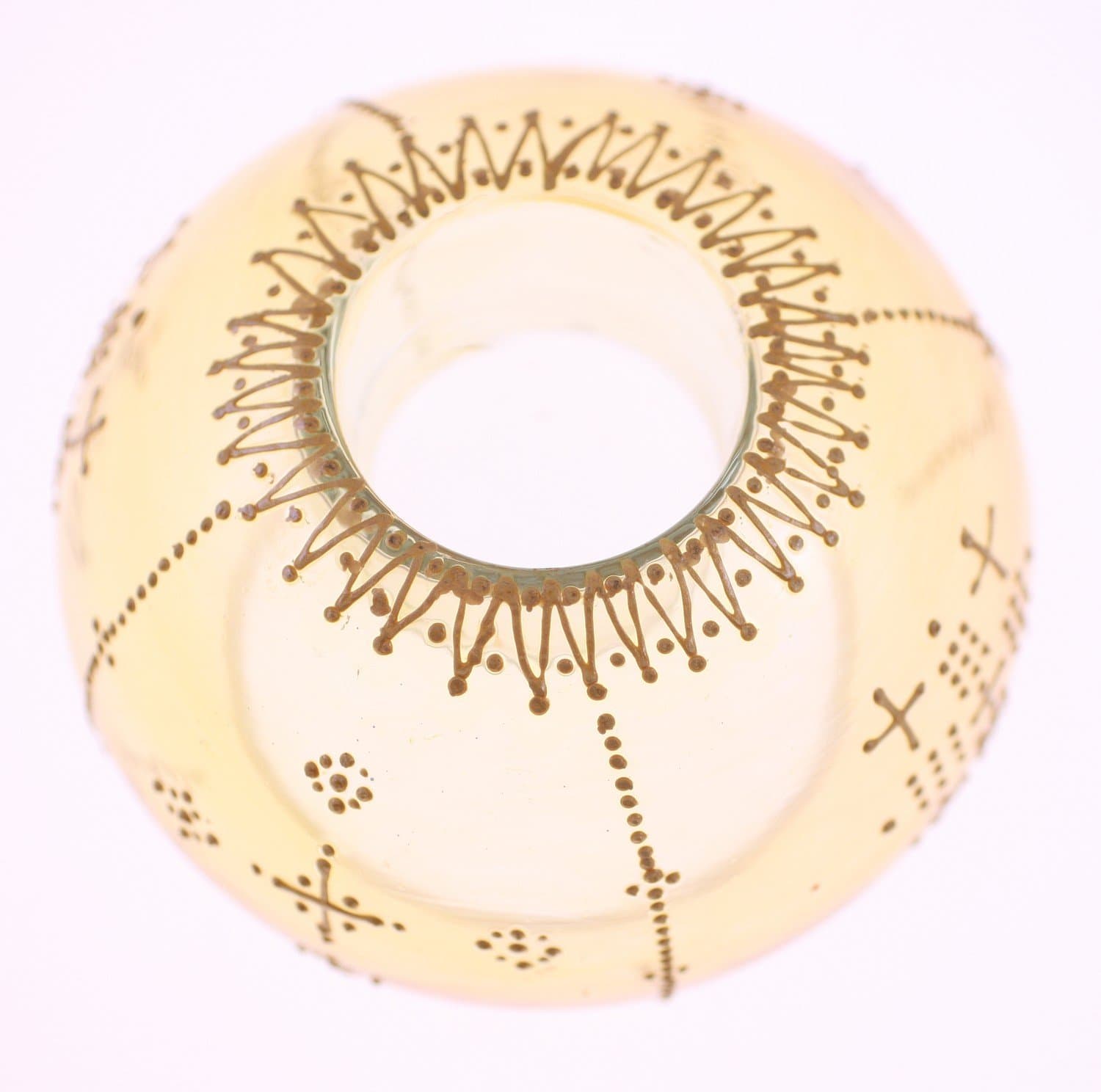 Handmade Xmas vintage yellow/gold glass tealight candle holder-circa 1990s-154g