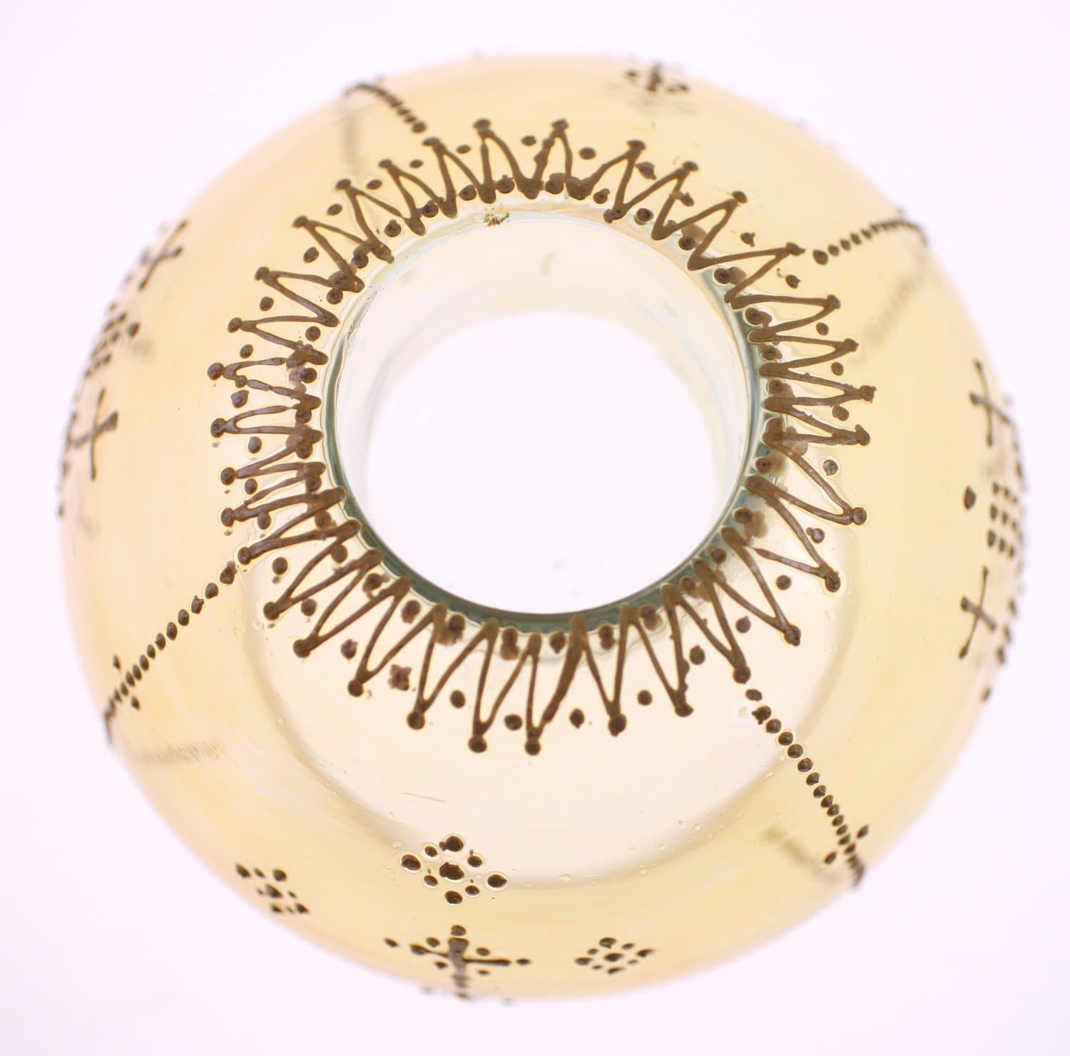 Handmade Xmas vintage yellow/gold glass tealight candle holder-circa 1990s-154g