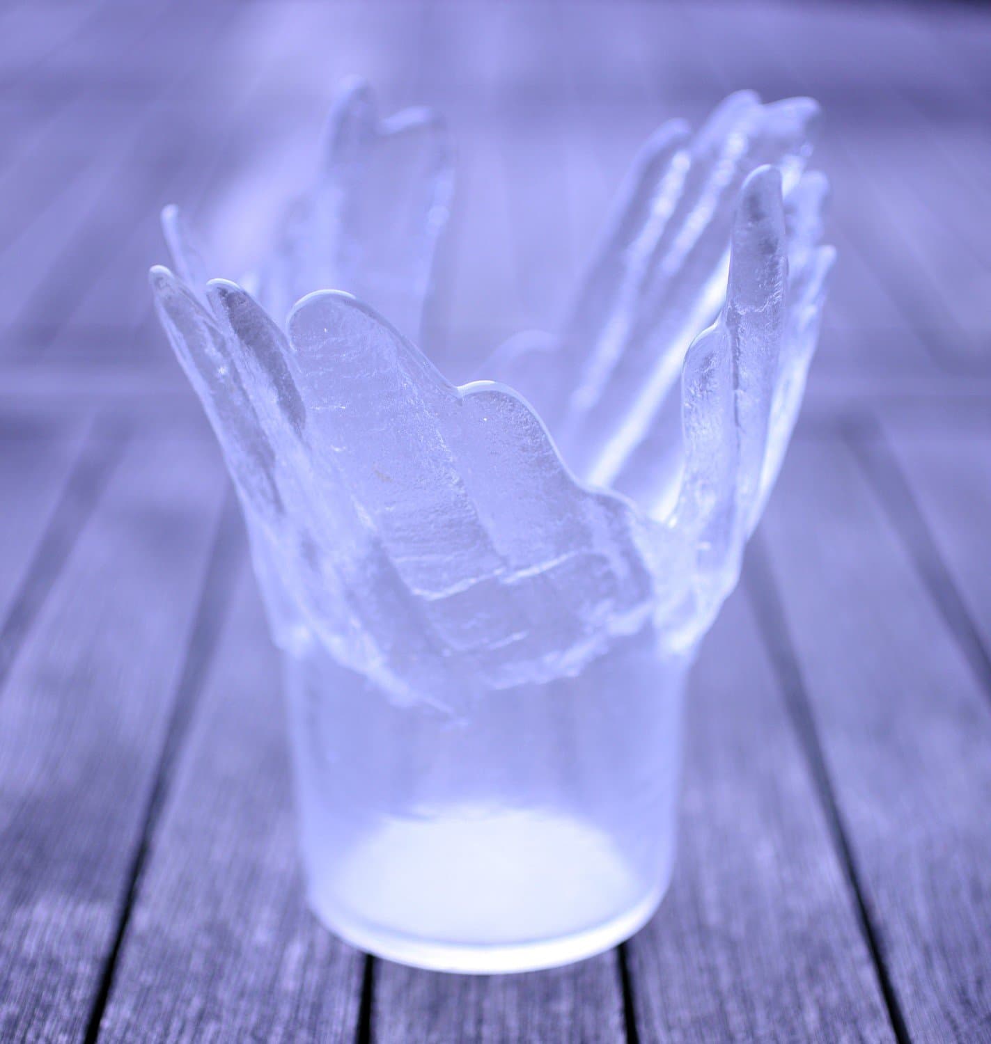 Abstract design clear and frosted glass vase-freestanding-Weight: 740g-FRI FRAKT