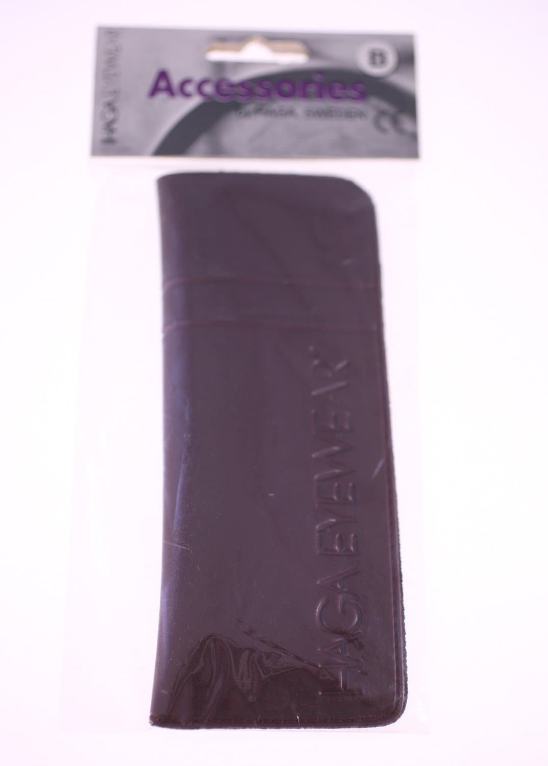 HAGA EYEWEAR brown leatherette glasses case-circa 1990s-BRAND NEW sealed-22g