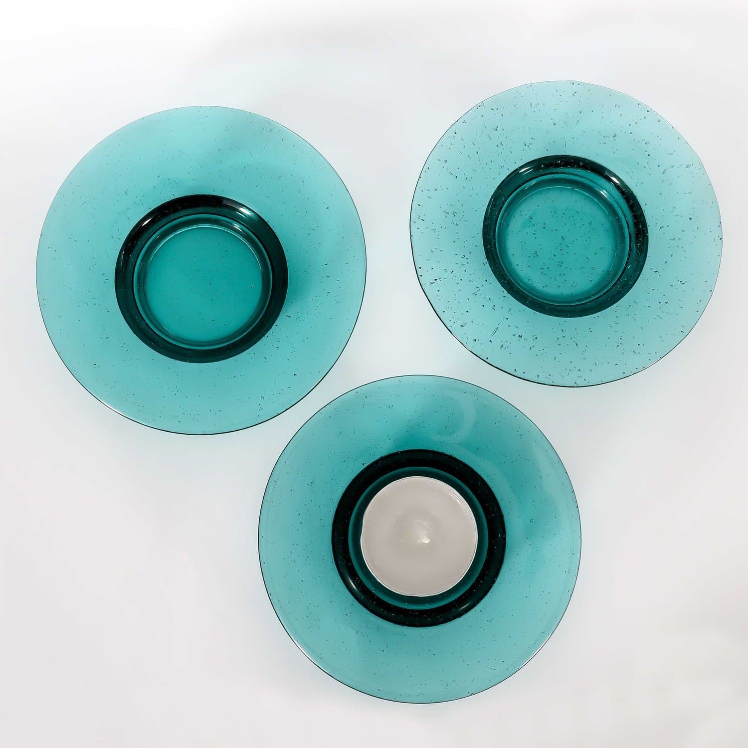 3 ST LJUSFAT FÖR VÄRMELJUS, GRÖN-BLÅ, TEAL, GLAS