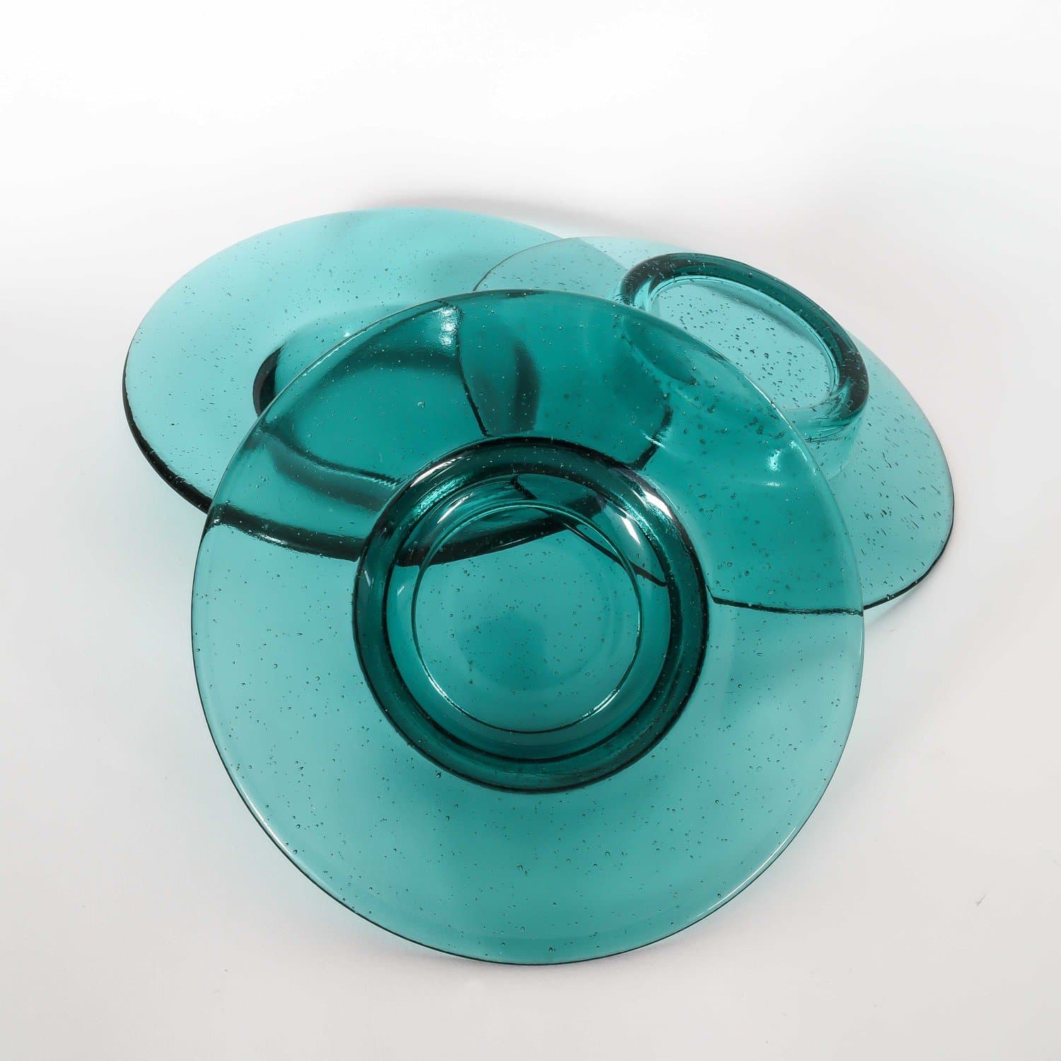 3 ST LJUSFAT FÖR VÄRMELJUS, GRÖN-BLÅ, TEAL, GLAS