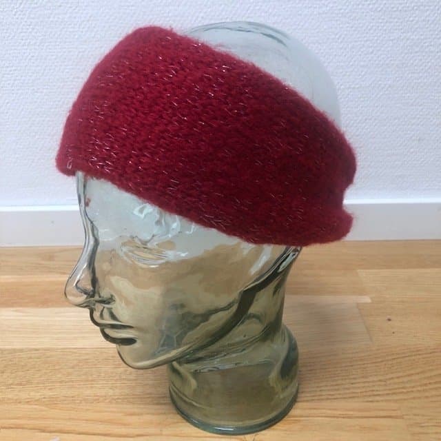 Vintage knitted red with silver thread headband size M