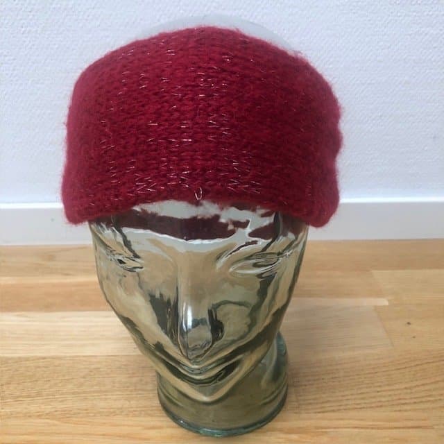 Vintage knitted red with silver thread headband size M