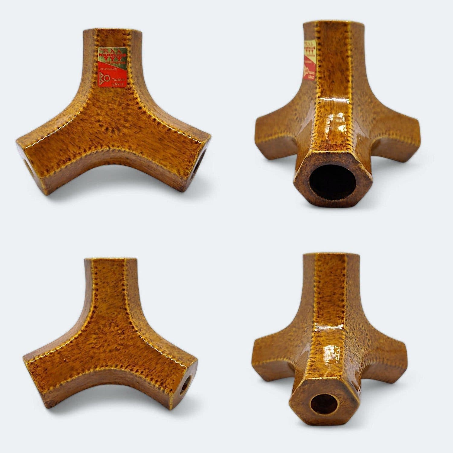 Ljusstake vas, fotangel. Design Norrljus Fredriksfors, Bo Fajans Gävle