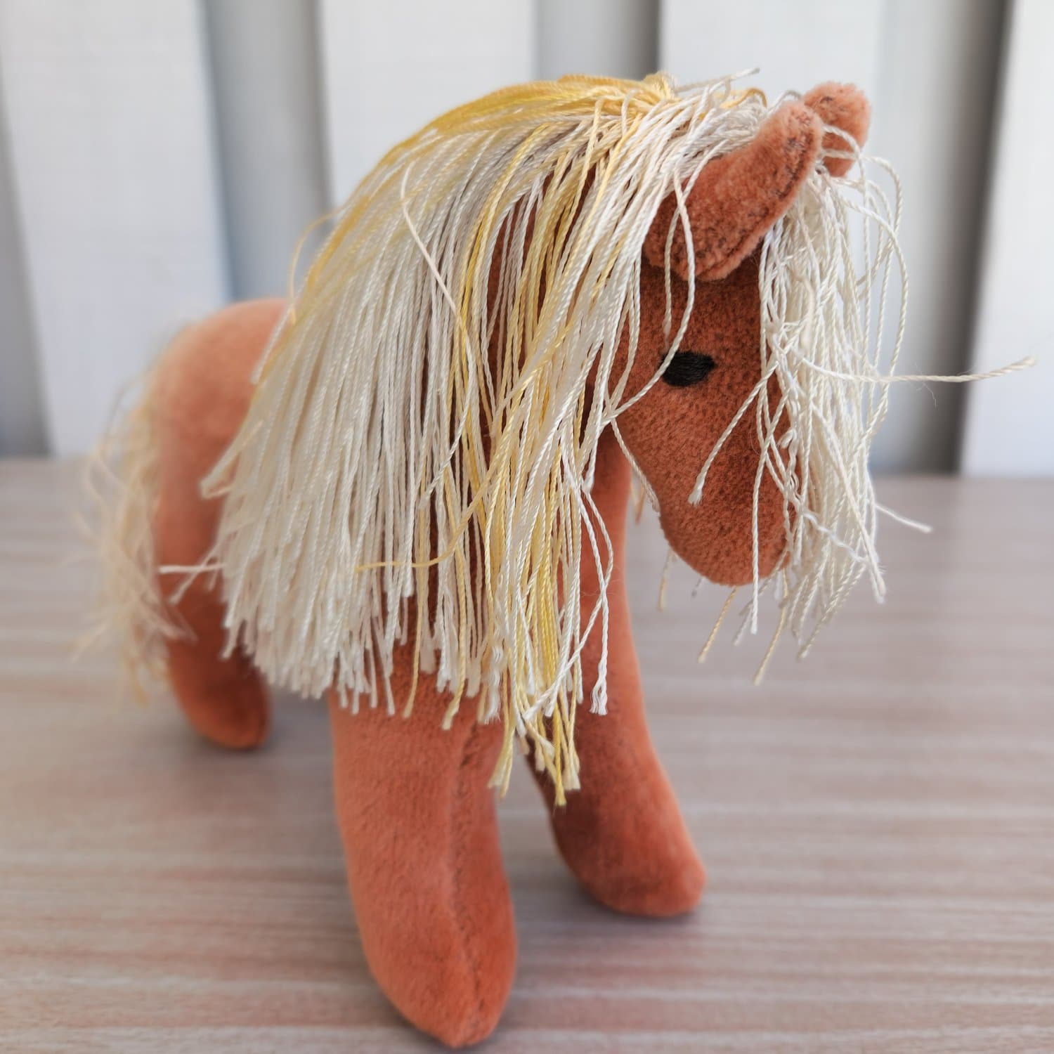 Handmade Chestnut Brown Plush Horse - Silky Mane and Tail - 24 cm