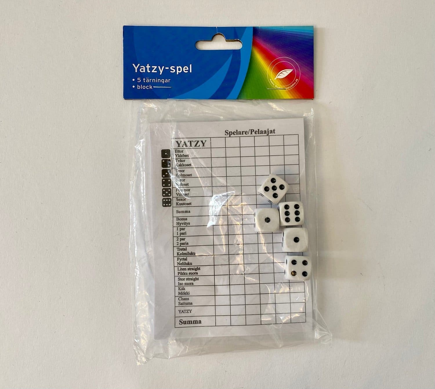 Yatzy Spel - 5 Tärningar + Poänghäfte