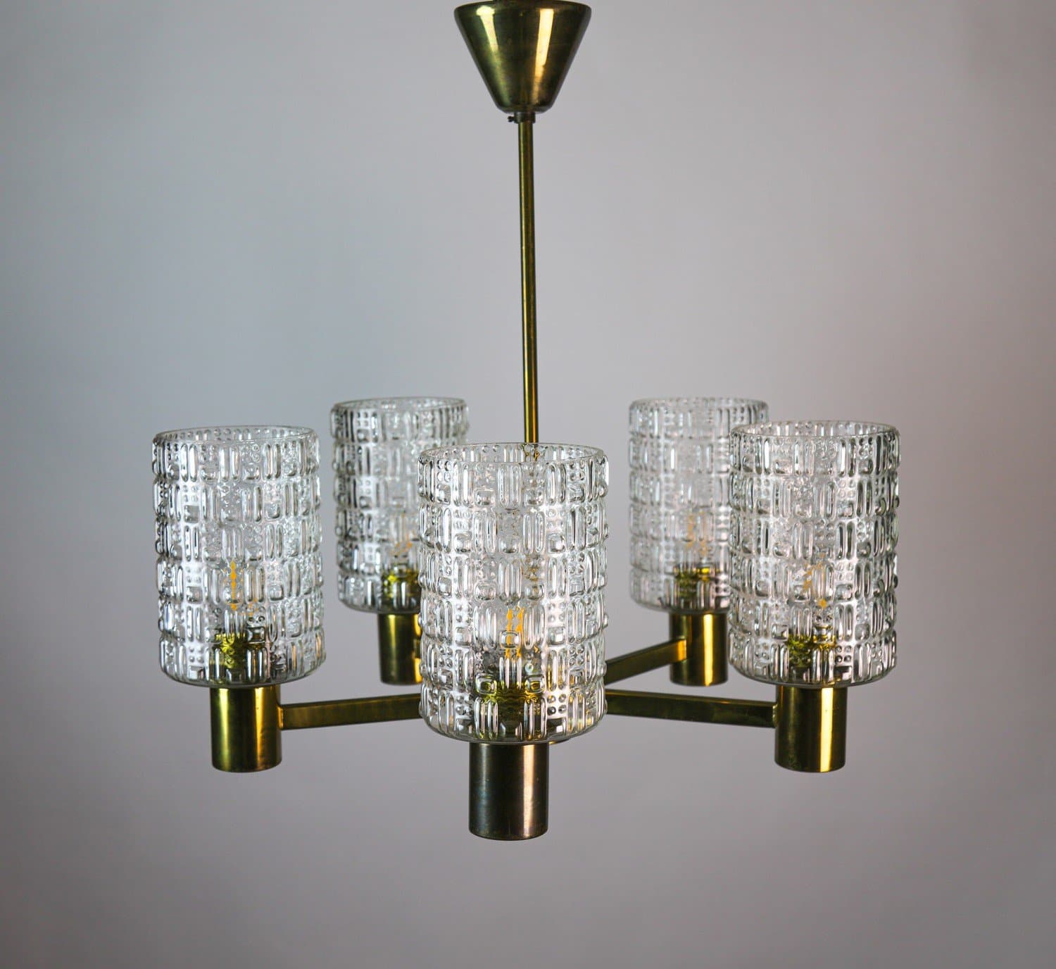 Takkrona, Mid-century modern, mässing och glas. 50-60-tal , Hans-Agne Jakobsson