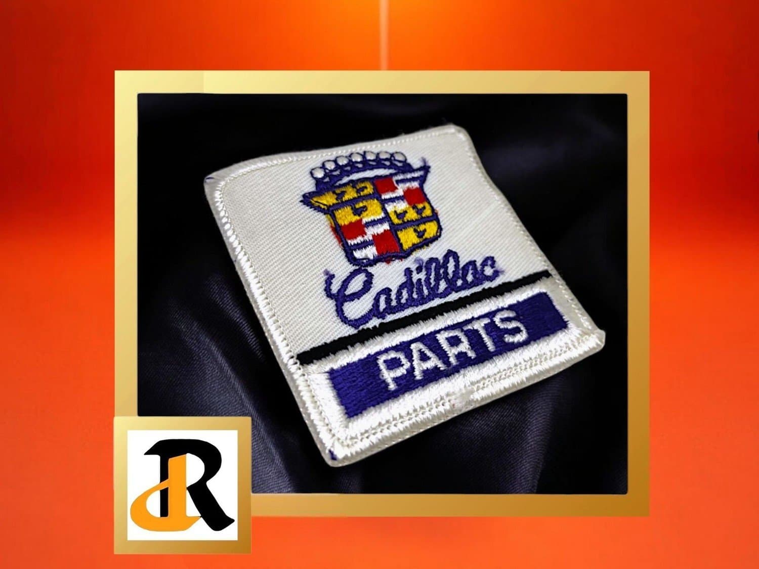 Cadillac vita, blå, röda, gula tygmärken patch