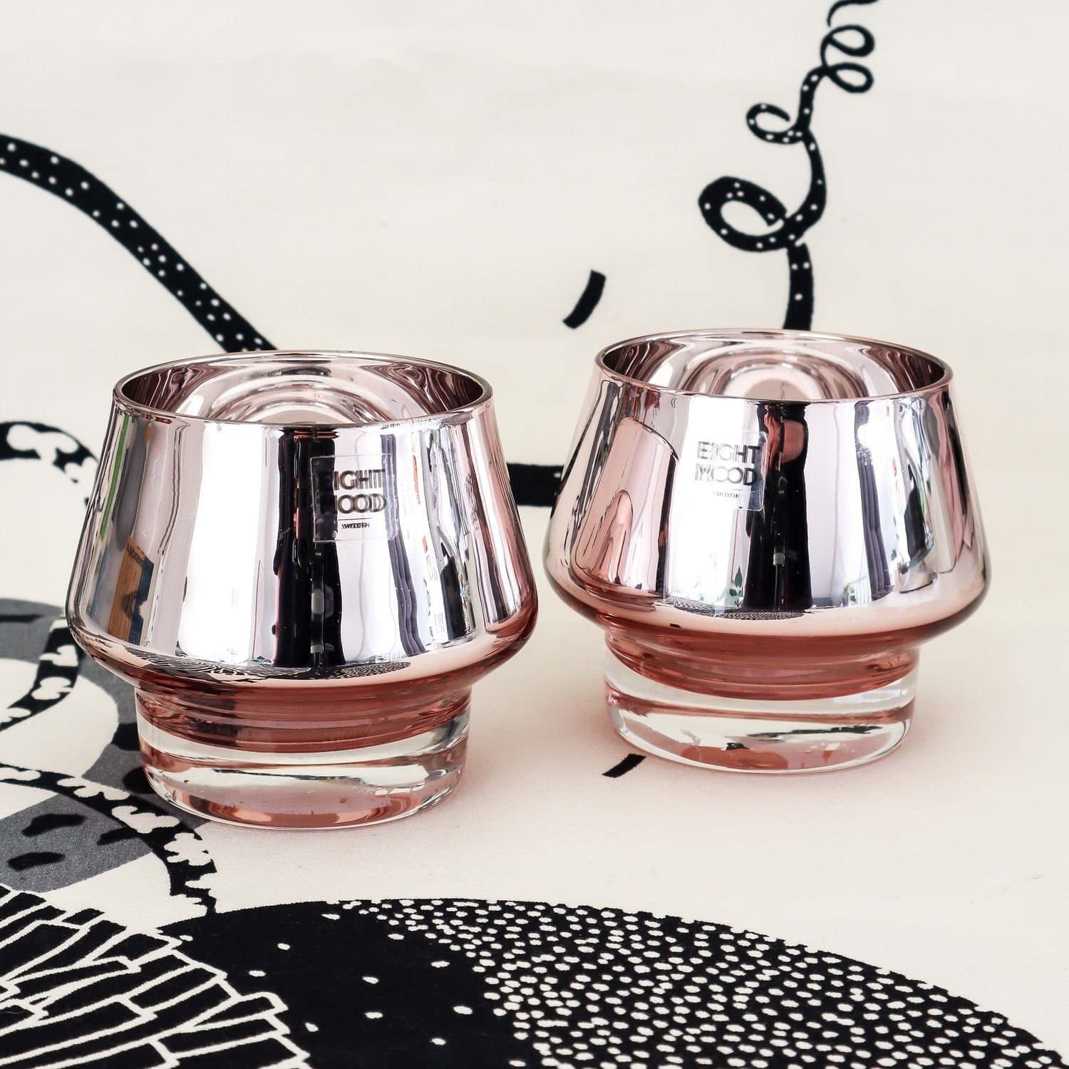 2 ST EIGHT MOOOD "KASO METALLIC" LJUSLYKTOR, VÄRMELJUS, ROSE GOLD/ROSA METALLIC