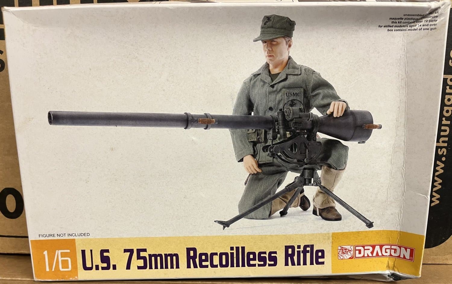 US 75mm RECOILLESS RIFLE (SLITEN LÅDOR) 1/6 DRAGON 75019 OÖPPNAD