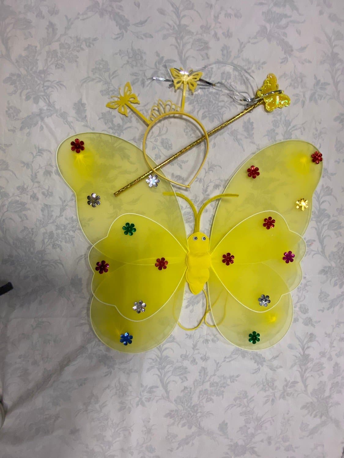 Fjärilsvingar, trollstav & diadem - Fjärilsdräkt