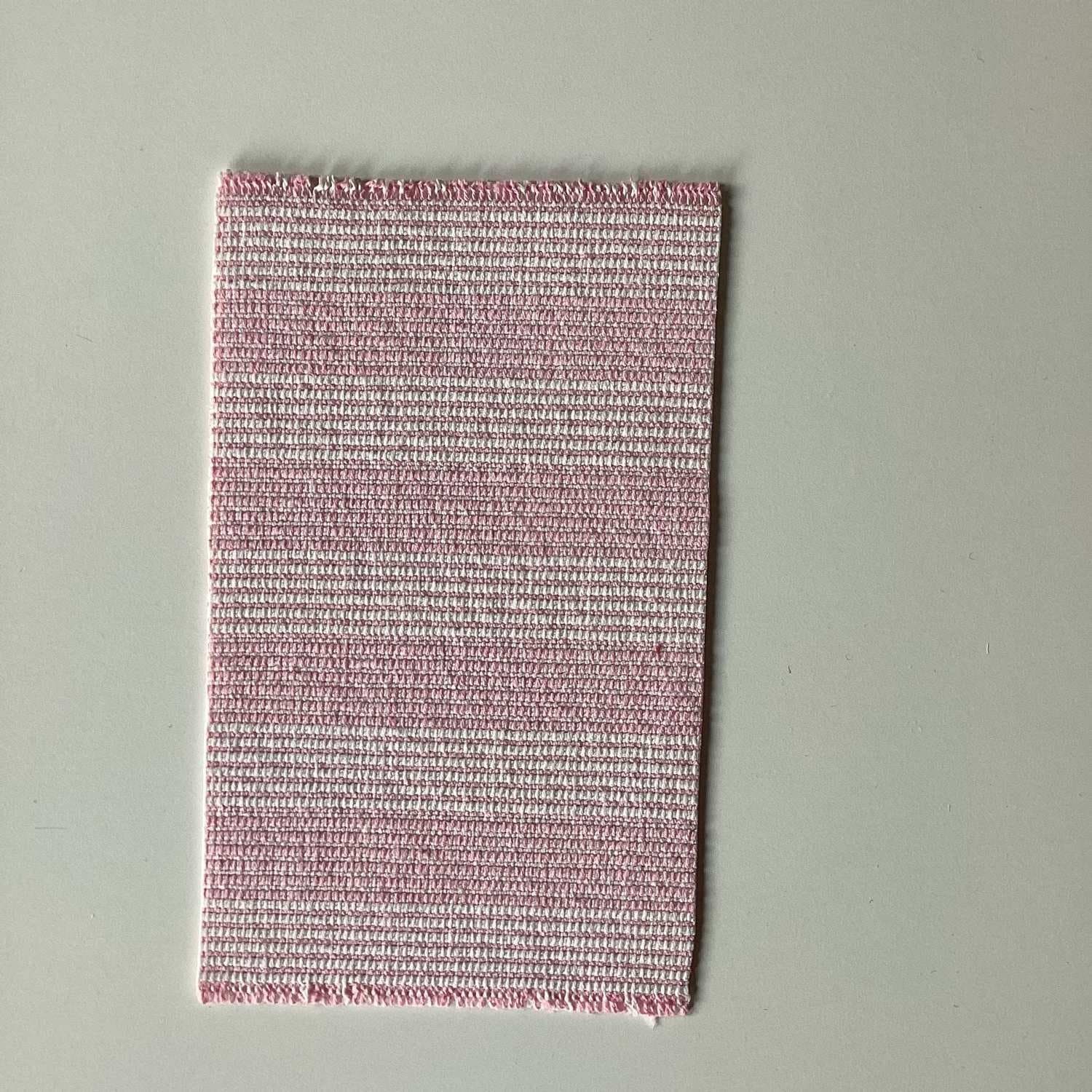 Rosa vit randig matta till Lundby Dockskåp Av vintagetyg 12x7 cm Nygjord