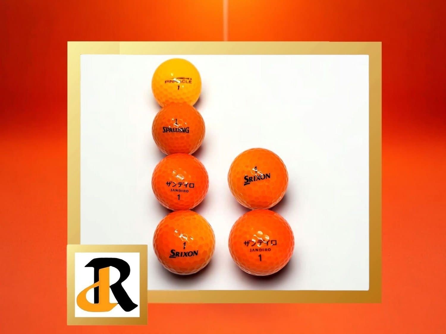 6 st oranga Golfbollar - Blandade Märken, Pinnacle, Spalding och Srixon