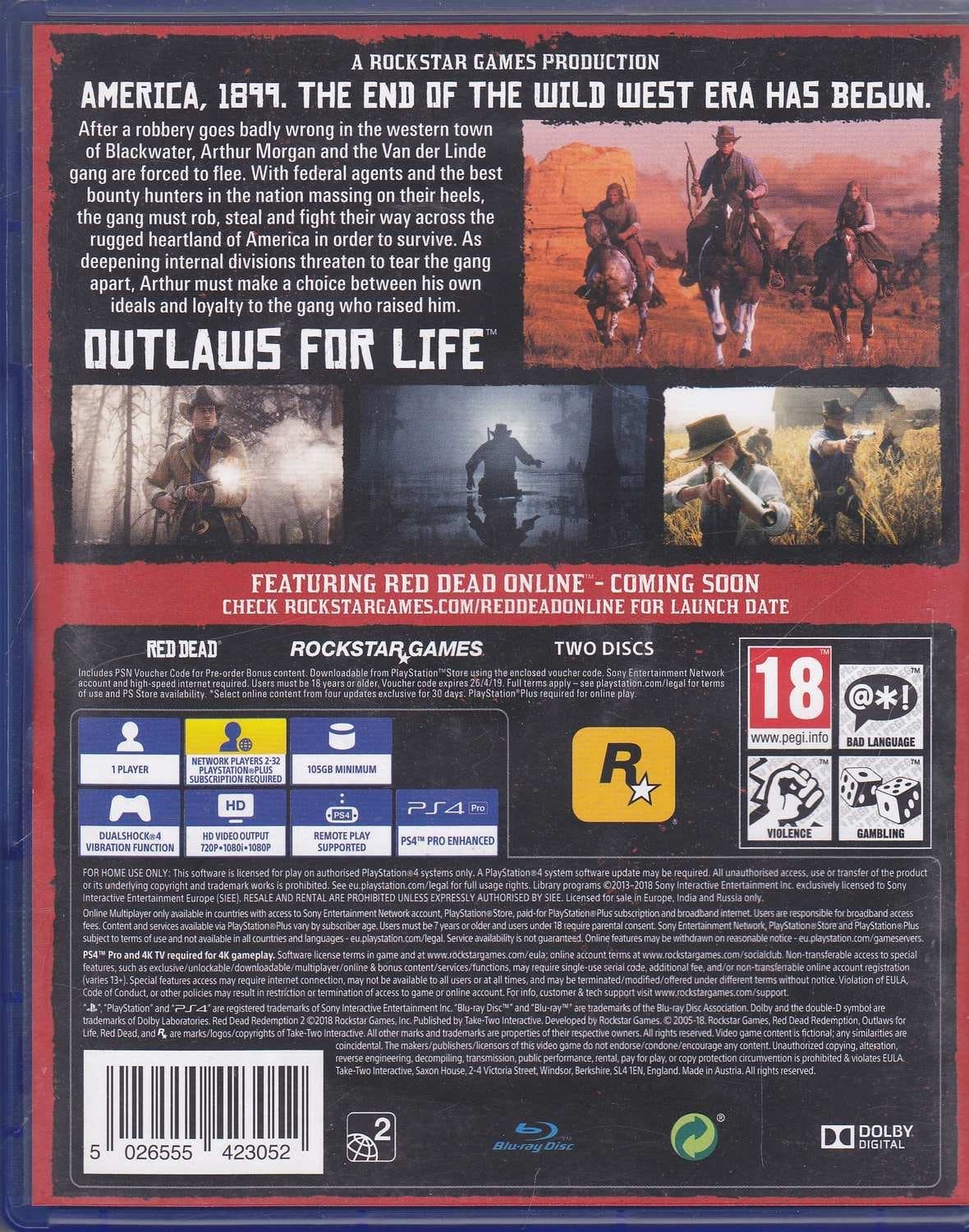 PS4 / Red Dead Redemption 2 / Region 2 / Skivor i nyskick