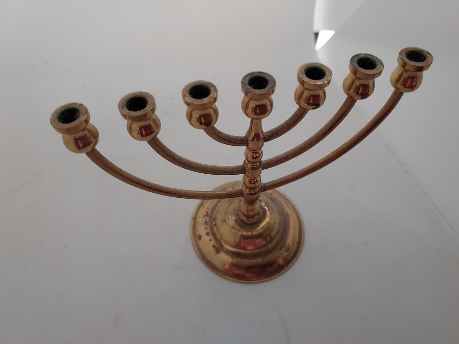 Ljusstake MENORA Mässing Höjd 9 cm Bredd 11 cm Diameter Botten 5.5 cm