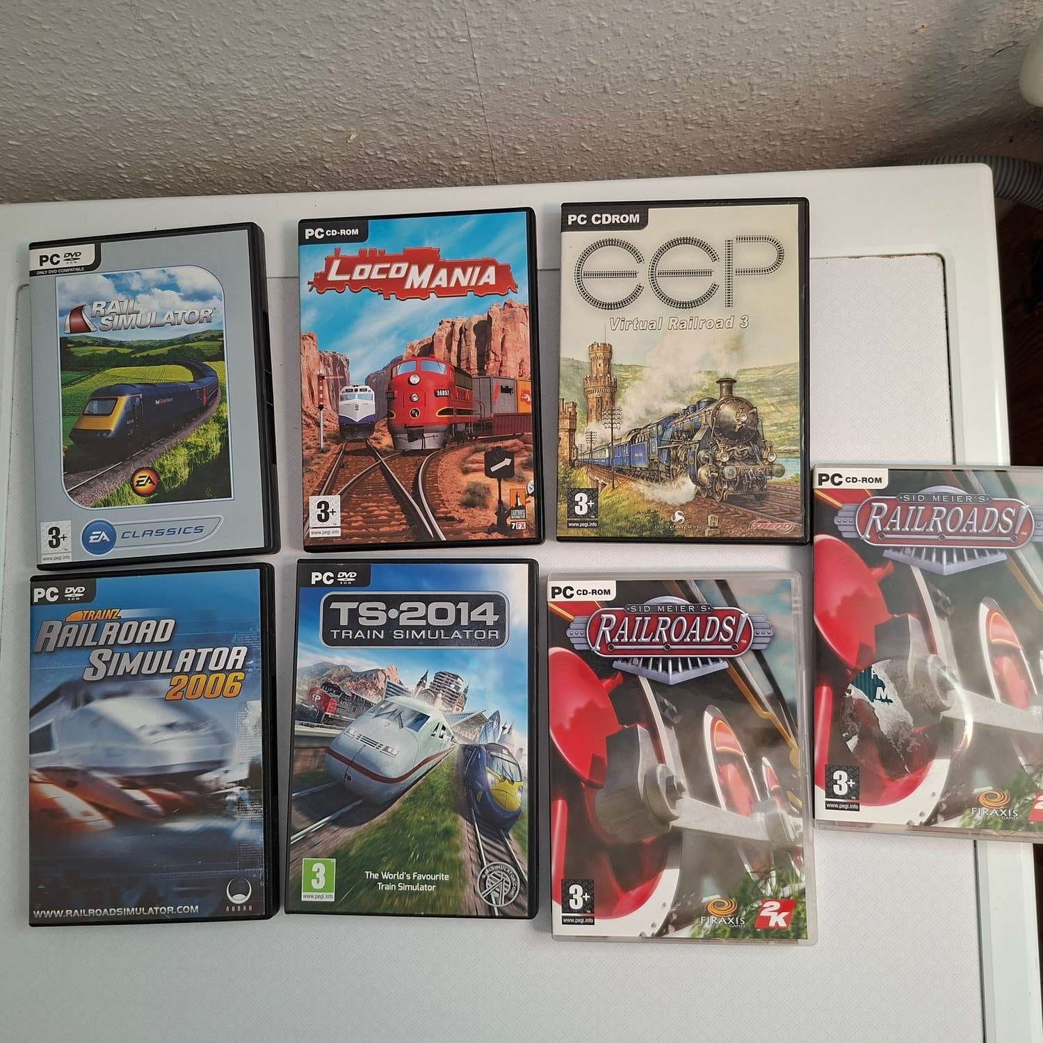 Tåg & järnväg 7 stycken simulatorspel eller liknande till PC Bra skick!!