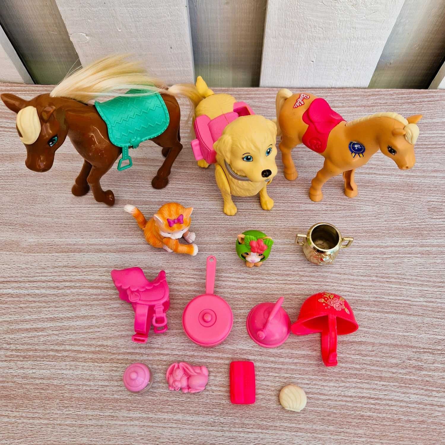 Barbie Horses Dog Cats Pet Lot With Accessories Saddle Trophy Bundle