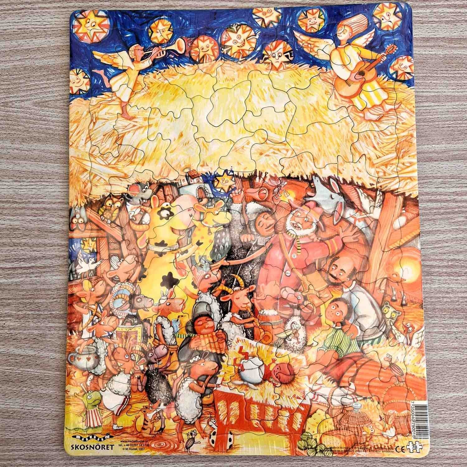 Larsen 78-pc Tray Puzzle – Michal Hudak “Christmas in the Barn” (2007) – Sealed