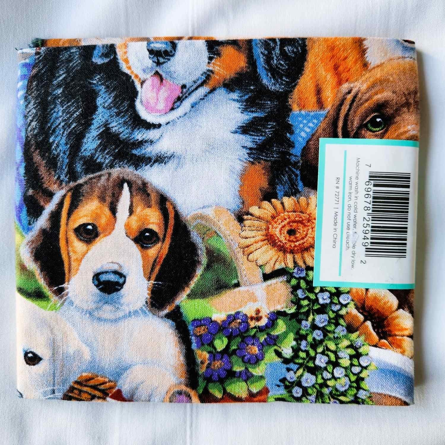 Dog Print Cotton Fat Quarter – Puppy Design 45x53 cm – Sewing & Crafts Fabric