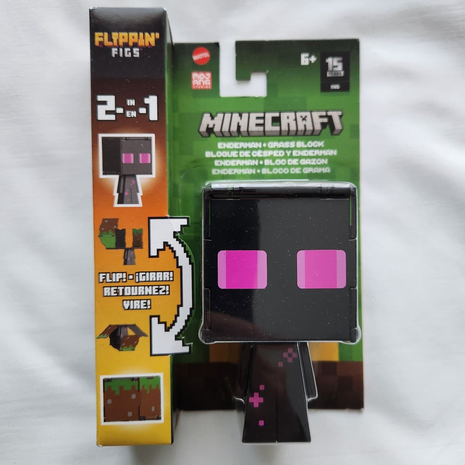 Minecraft Flippin’ Figs Enderman & Grass Block 2-in-1 – Mattel 2023 – Sealed